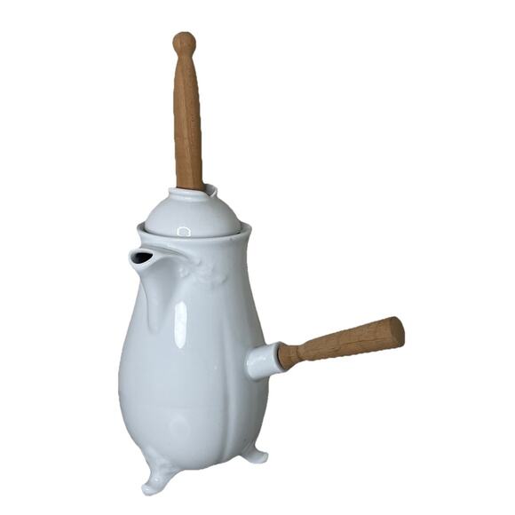 Pillivuyt France White Porcelain Hot Chocolate Pot Pitcher VTG NEW OLD STOCk - Picture 1 of 16